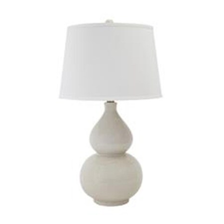 Benjara Hardback Shade Table Lamp with Double Gourd Ceramic Base, Cream BM230952